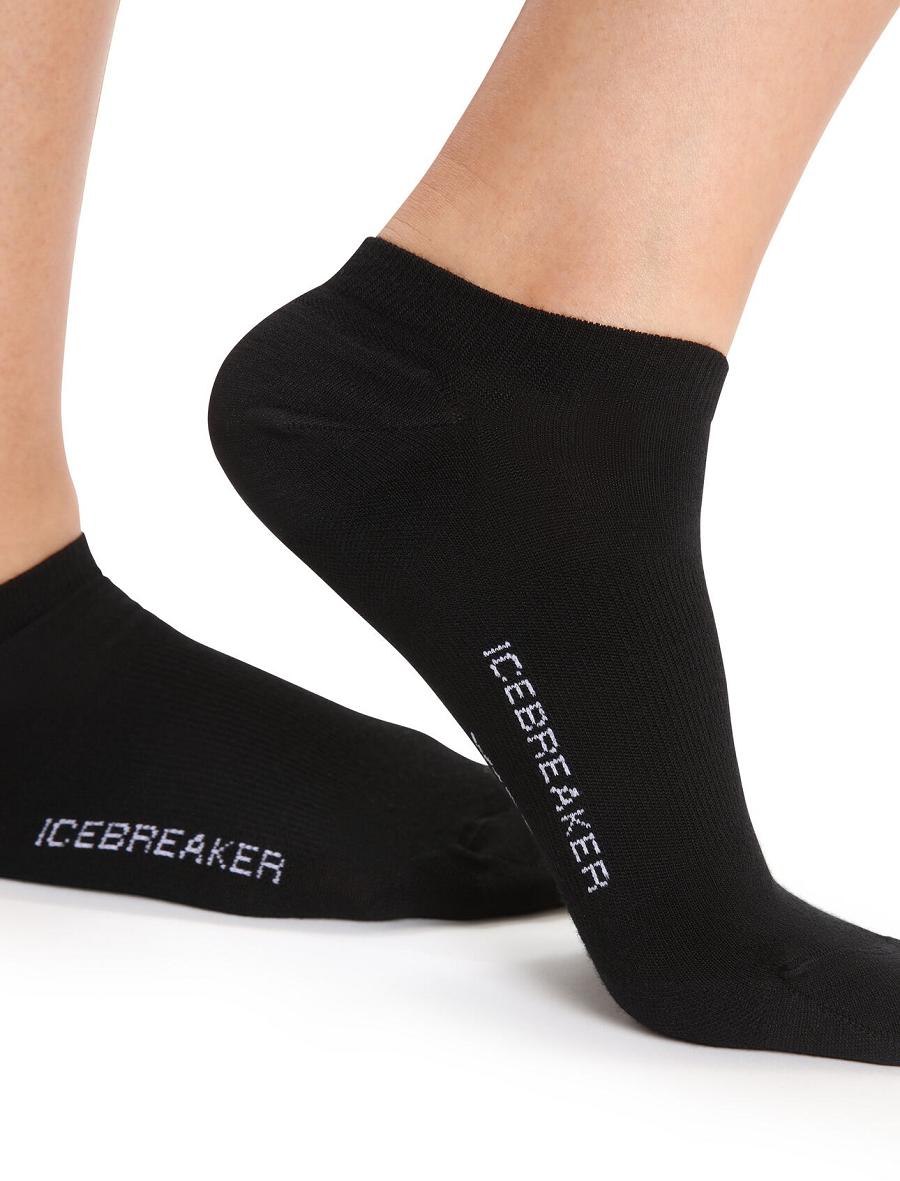 Black / Snow Women's Icebreaker Merino Lifestyle Fine Gauge No Show Socks | USA 1423VRWD